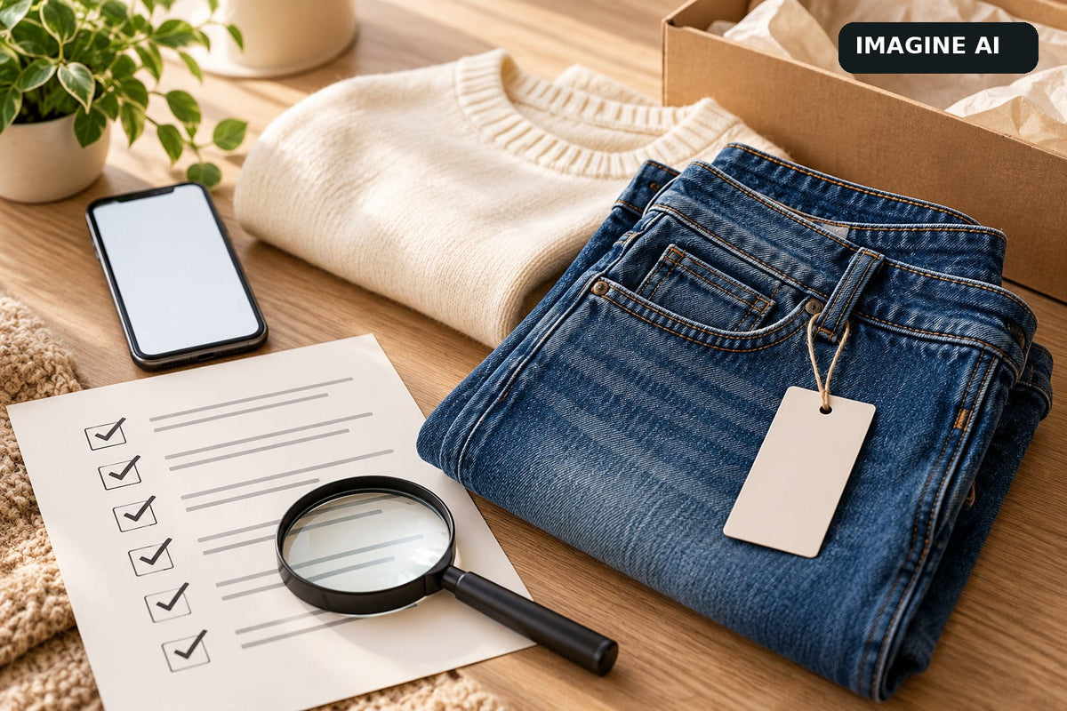Imagine AI – ghid de cumpărături online sigure: haine noi cu etichetă, colet și checklist de verificare