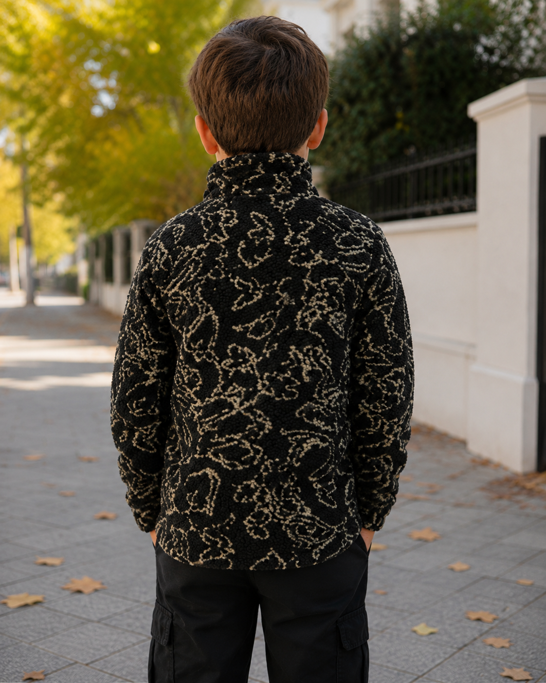 Geacă teddy JACK & JONES băieți JORVESTERBRO Jacquard, neagră