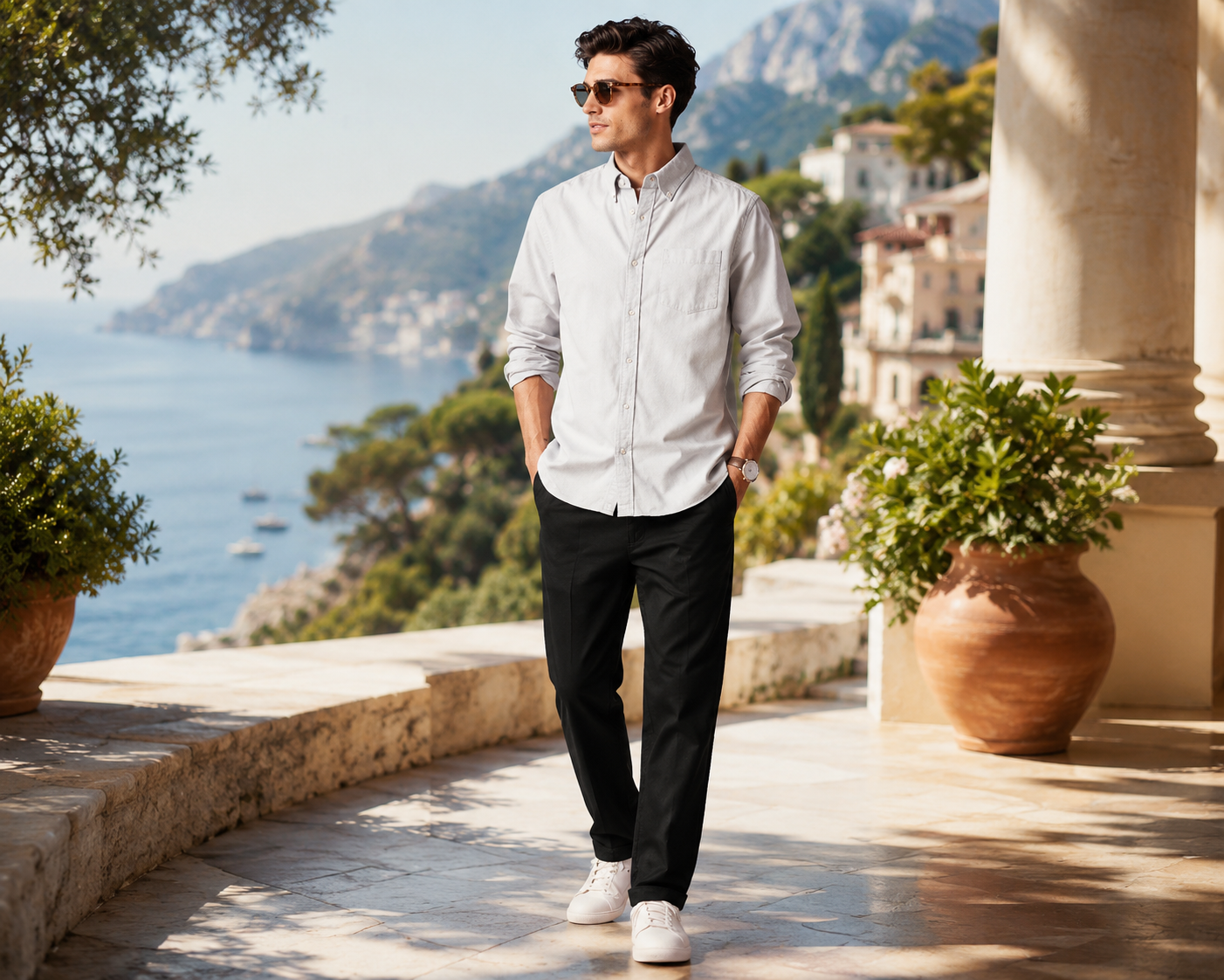 Pantaloni Chino Bărbați Negri