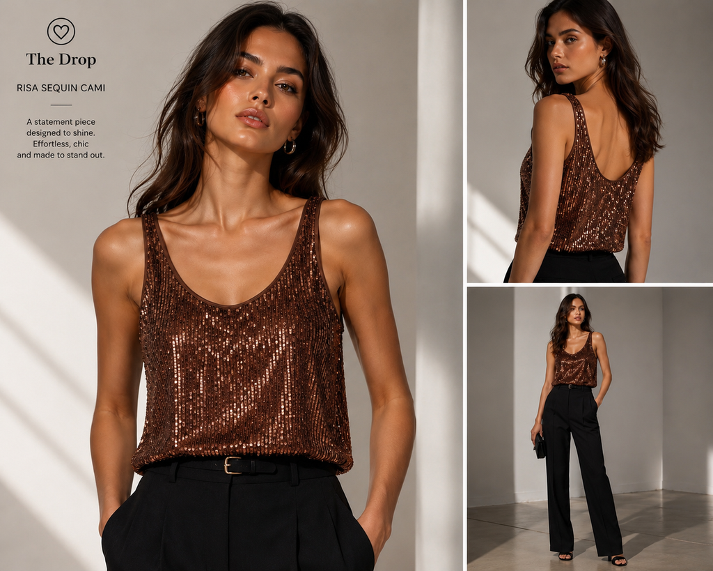 RISA Sequin Cami Top Maiou – Silver | The Drop