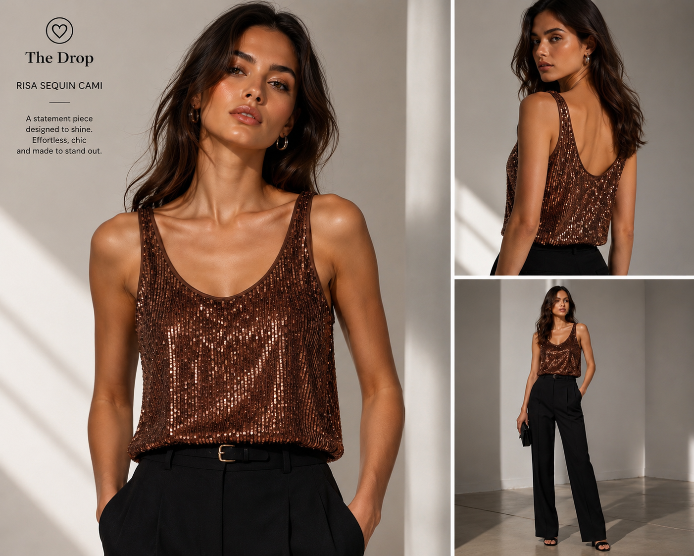 RISA Sequin Cami Top Maiou – Silver | The Drop