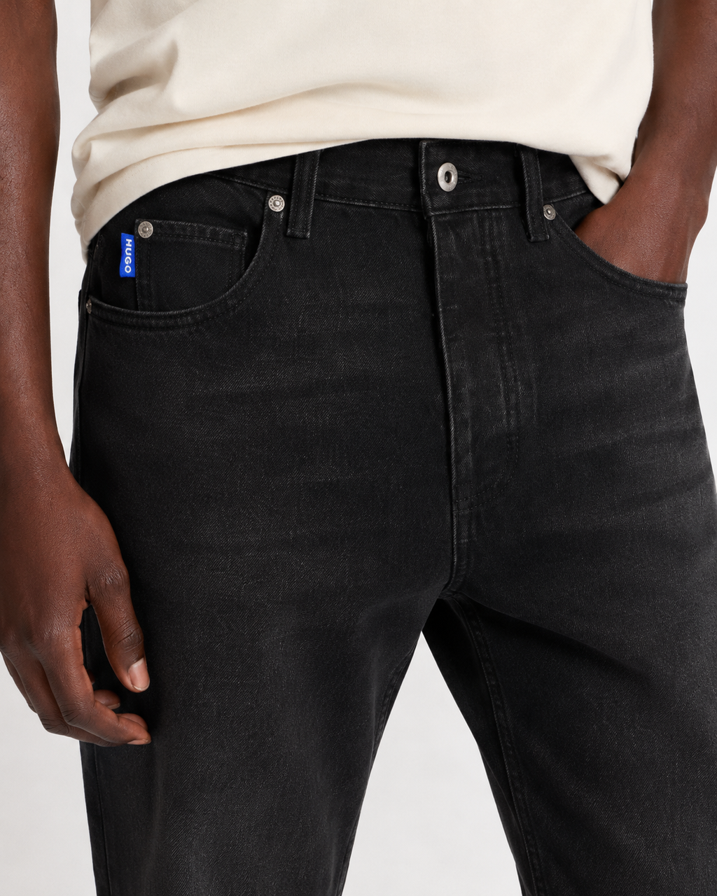 Blugi HUGO Jonah bărbați Regular Fit Dark Grey