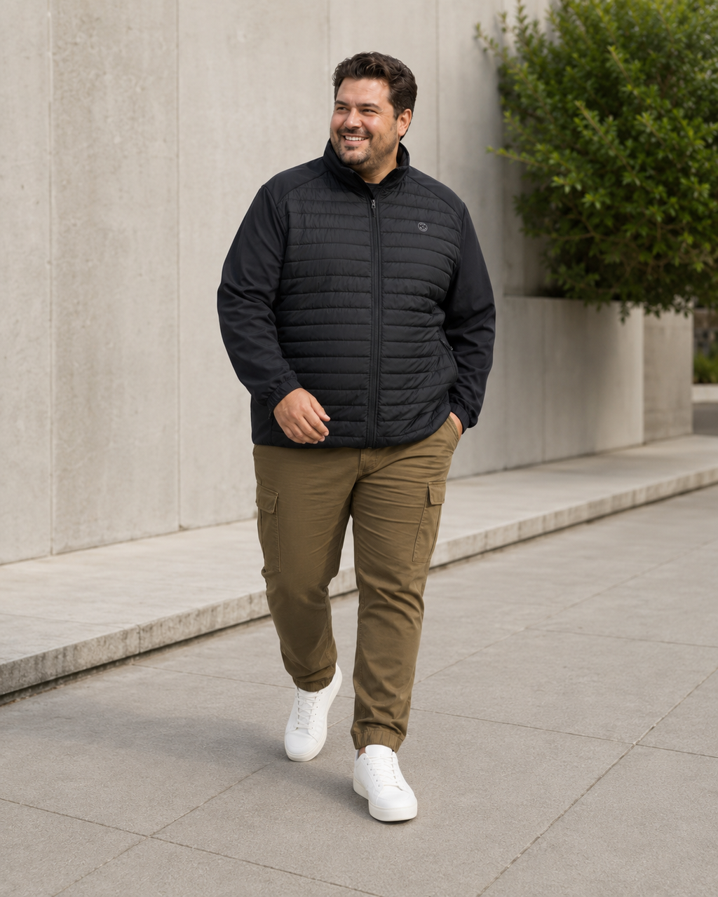 Geacă hibridă JACK & JONES bărbați JJEMULTI Quilted Collar Plus Black