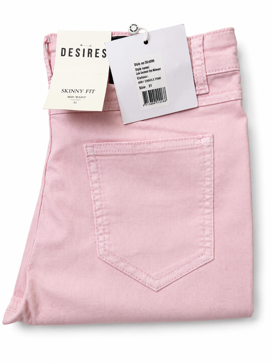 Blugi damă DESIRES Lola Garment Dye Midwaist – Cradle Pink