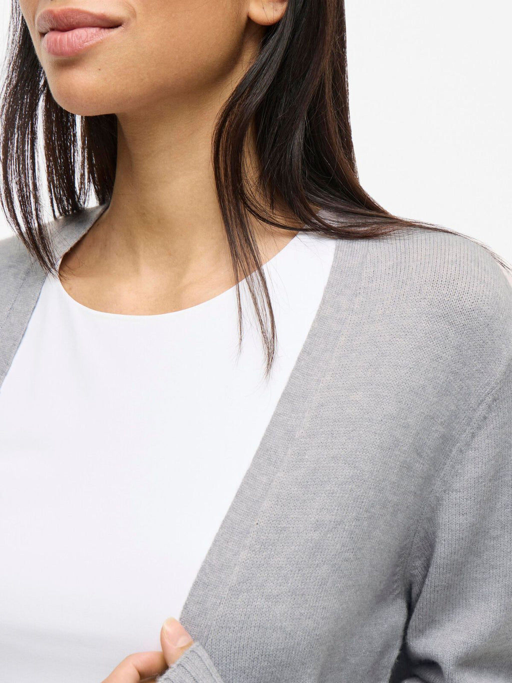 Cardigan VILA damă Viril Open L/S Knit Cardigan NOOS gri melanj