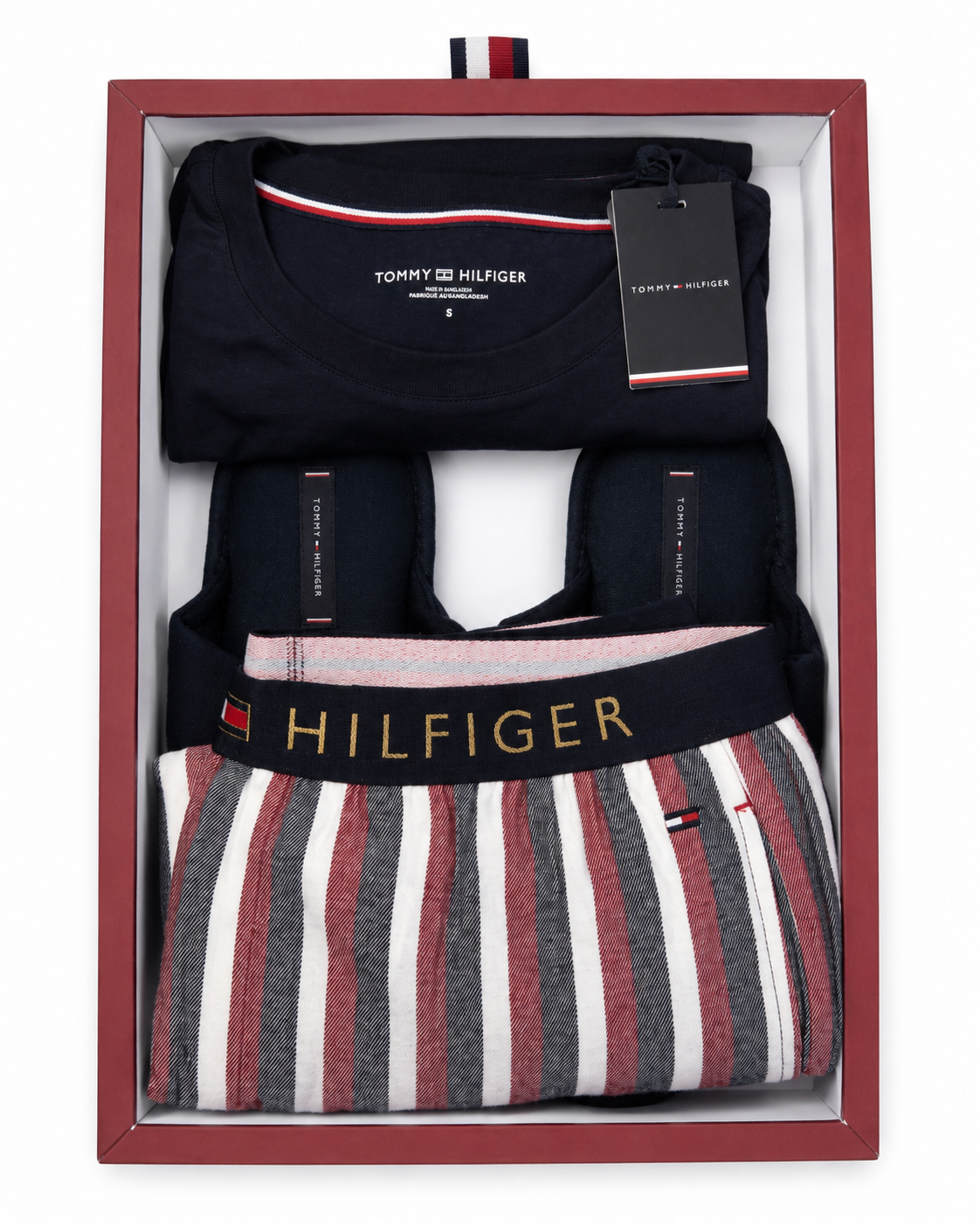 Set pijama 3 piese Tommy Hilfiger bărbați cu papuci