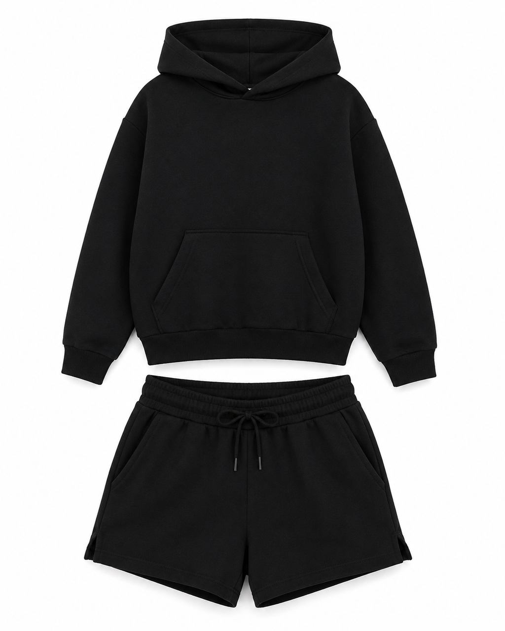 Costum damă DKaren Koko cu hanorac și pantaloni scurți din bumbac – Negru