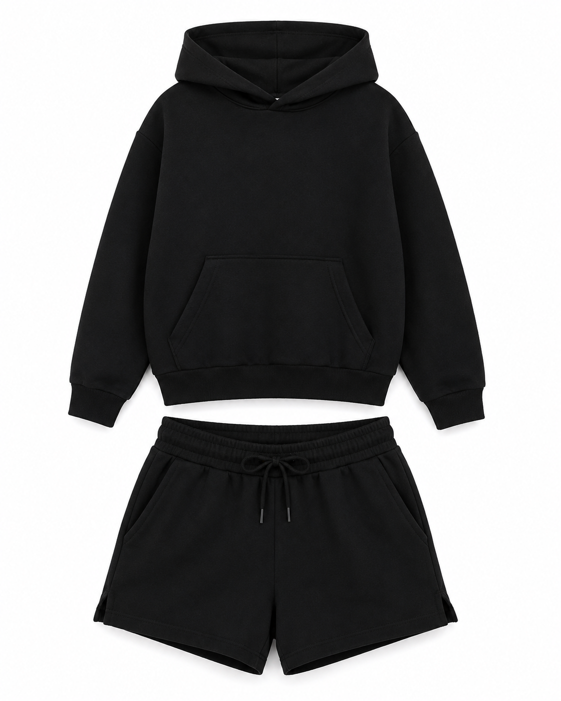 Costum damă DKaren Koko cu hanorac și pantaloni scurți din bumbac – Negru