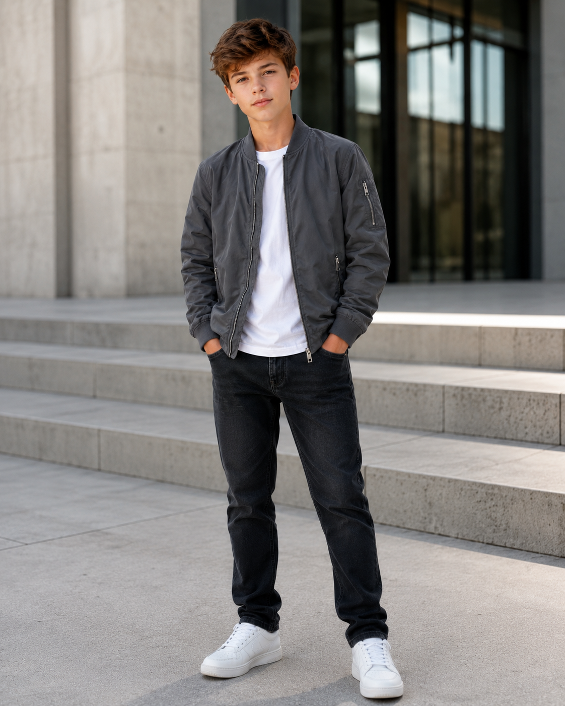 Jack & Jones Junior JJerush Bomber – Geacă bomber impermeabilă pentru băieți