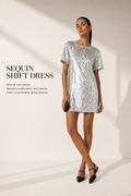 THE DROP Rochie mini Reina cu paiete – Argintiu / Negru / Albastru