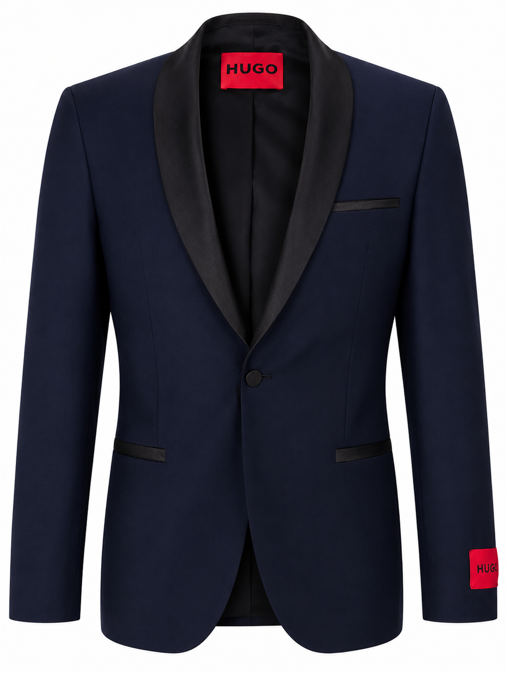 HUGO  Sacou elegant bleumarin cu revere satinate