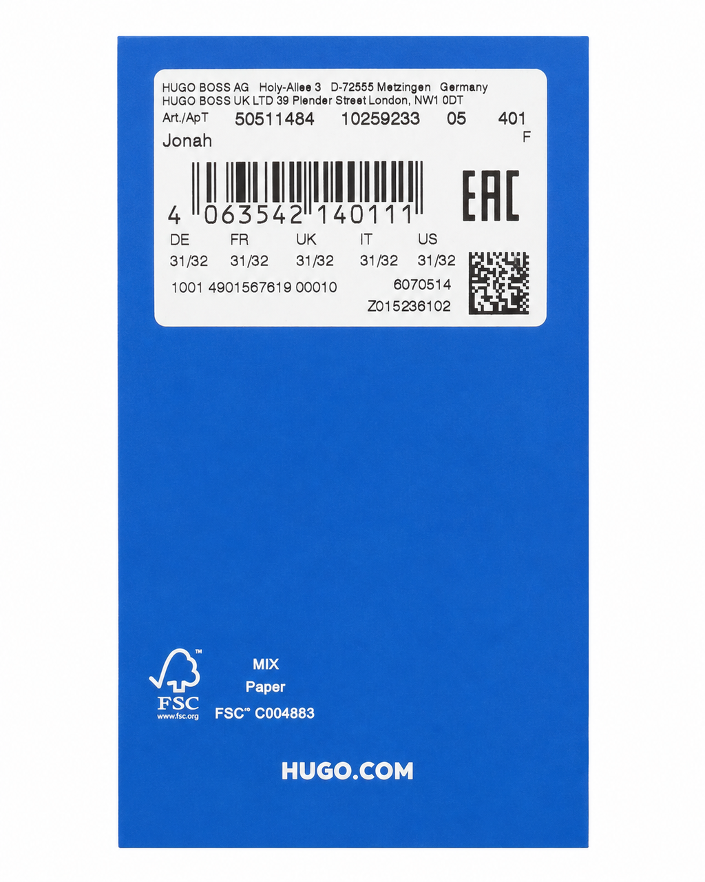 Blugi HUGO Jonah bărbați Regular Fit Dark Grey