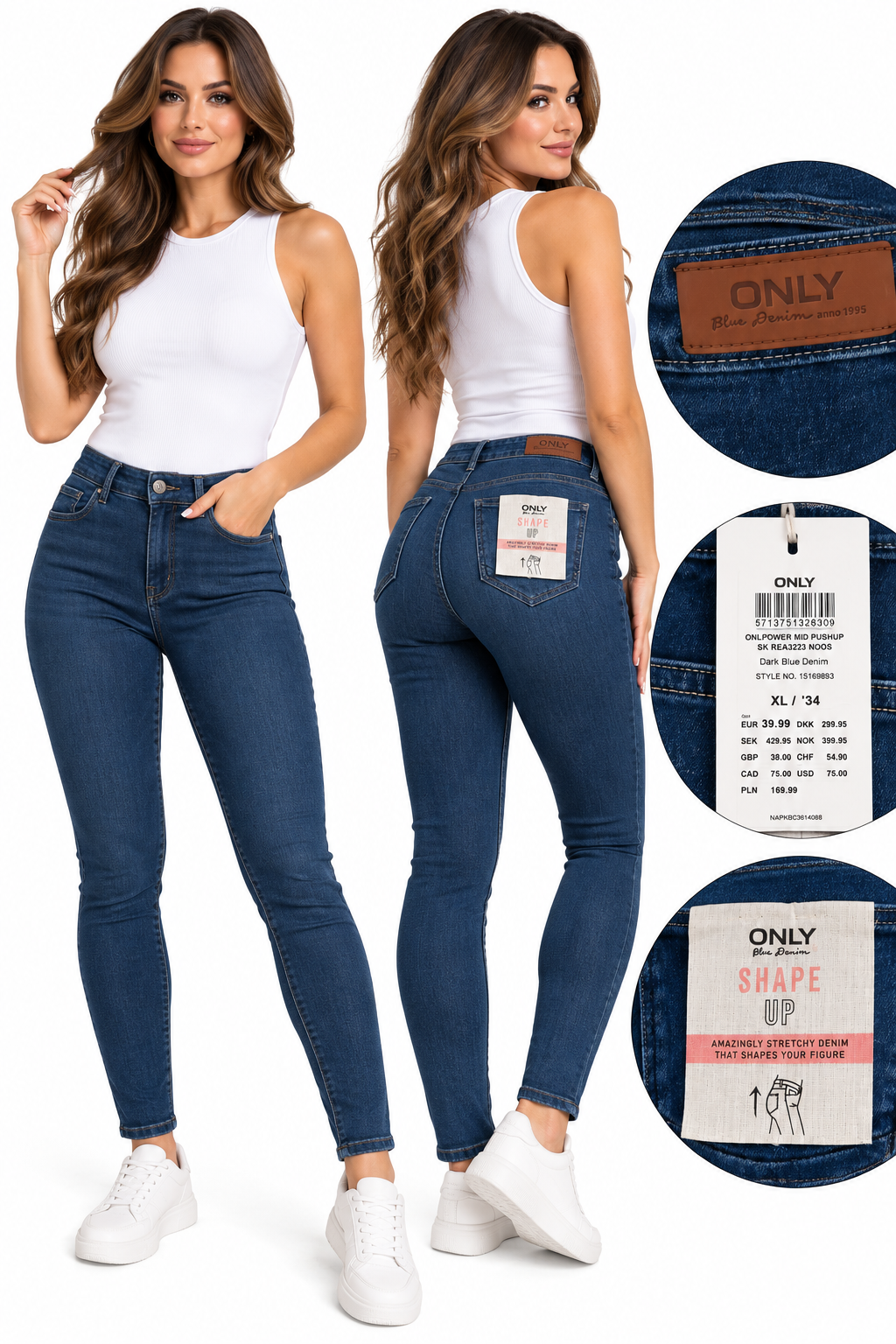 Blugi damă ONLY ONLPOWER Push-Up Skinny