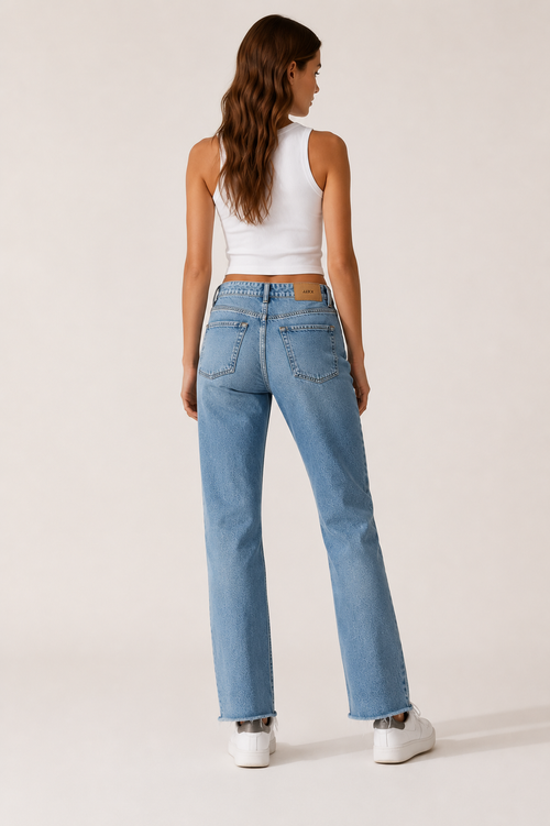 Blugi damă JJXX JXSeoul Straight Mid Waist Light Blue Denim