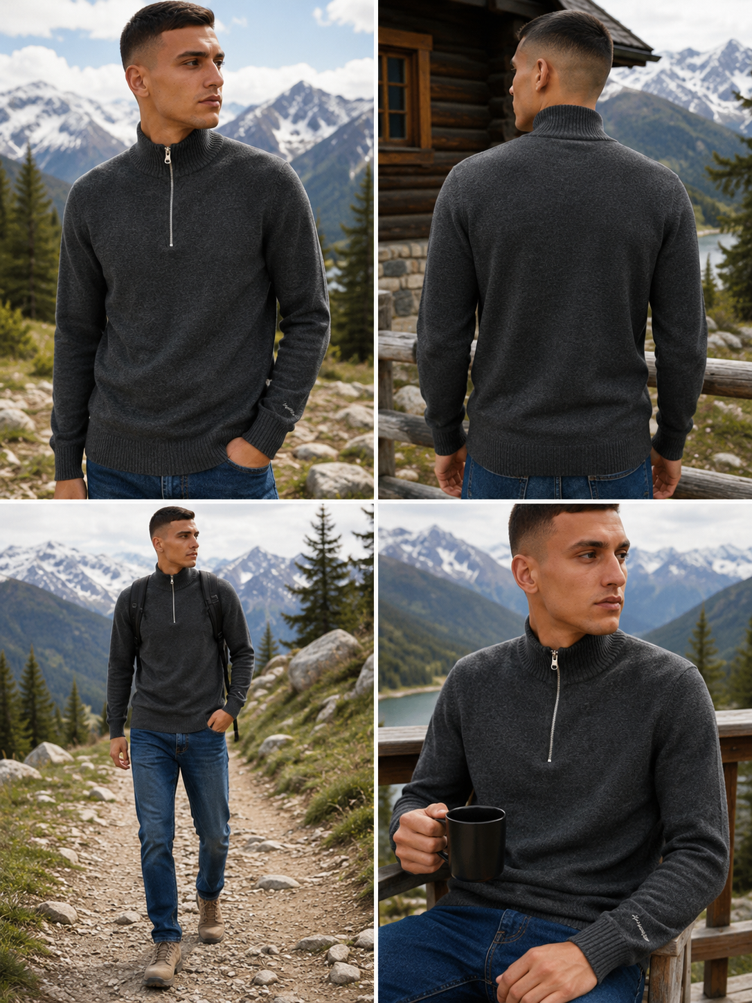JACK & JONES JPRBLUCHRISTER Knit Half Zip Night Sky – Pulover Bărbați