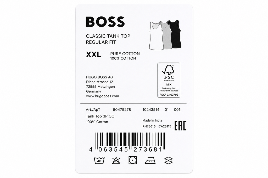 Maiou BOSS bărbați Classic Tank Top Regular Fit 3 buc Pure Cotton
