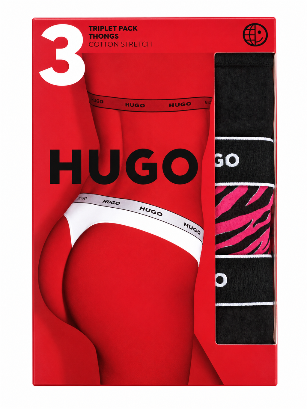 Set 3 tanga damă HUGO Triplet Thong Design, bumbac – imagine produs 9