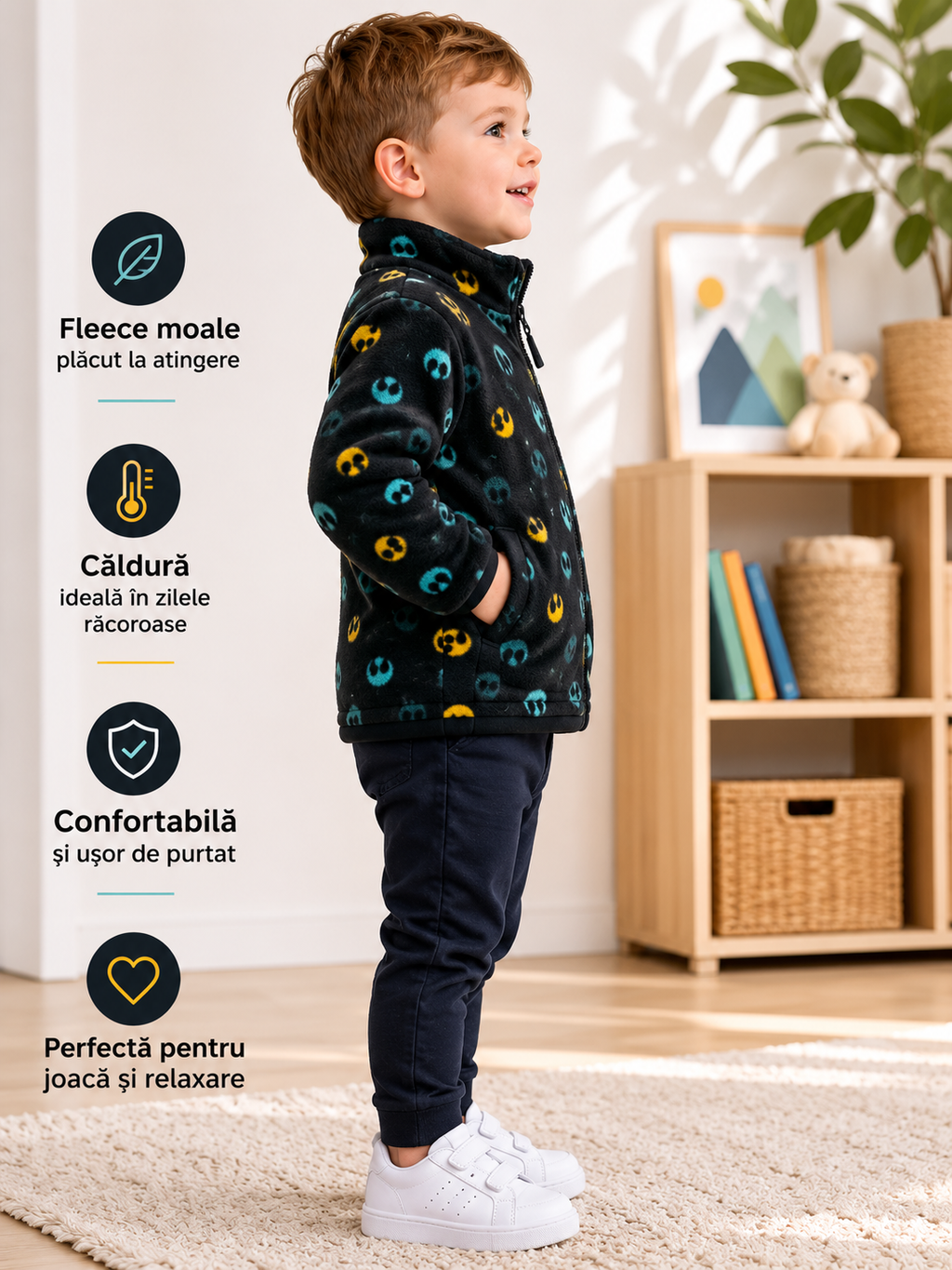 Jachetă fleece pentru copii Amazon Essentials cu fermoar