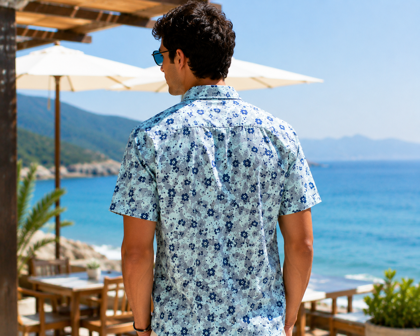 Cămașă bărbați Slim Fit Stretch Poplin , mânecă scurtă
