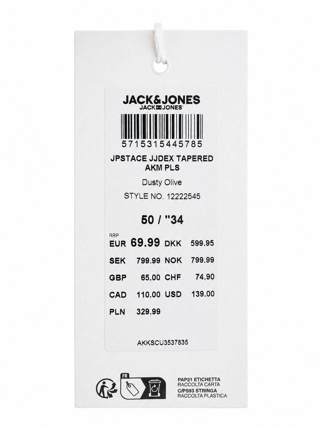 Pantaloni cargo JACK & JONES Plus JPSTACE JJDEX Tapered Fit bărbați Dusty Olive
