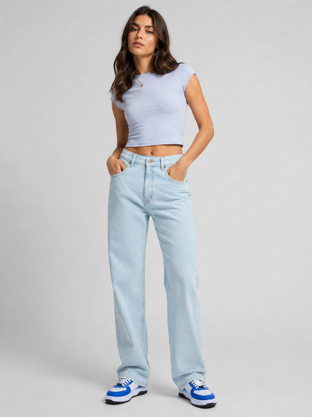 Blugi HUGO Blue Elyah_B damă Straight Fit