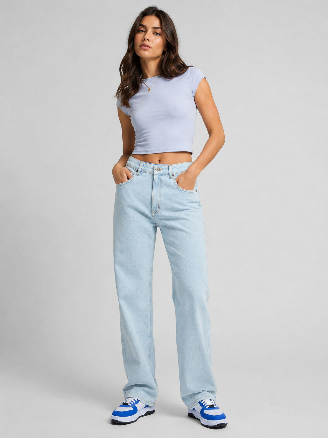Blugi HUGO Blue Elyah_B damă Straight Fit
