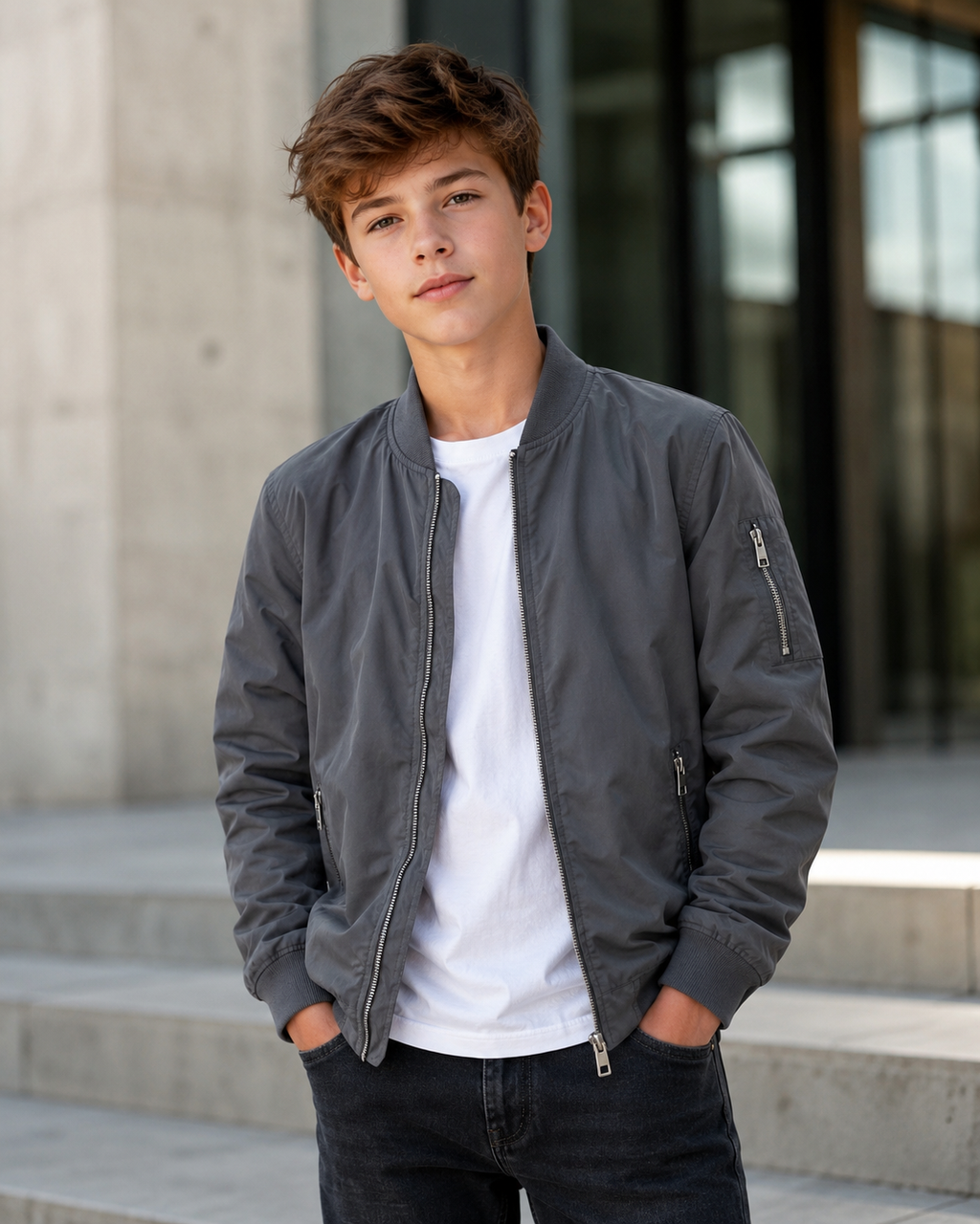 Jack & Jones Junior JJerush Bomber – Geacă bomber impermeabilă pentru băieți