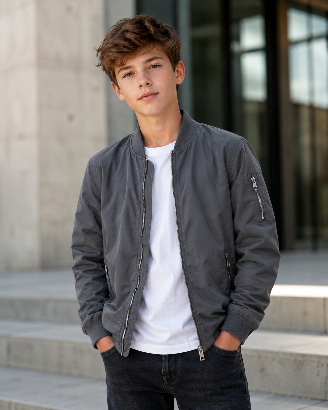 Jack & Jones Junior JJerush Bomber – Geacă bomber impermeabilă pentru băieți