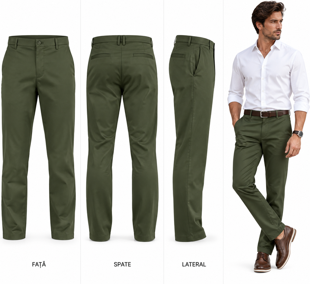 Pantaloni Amazon Essentials Athletic Fit Stretch bărbați – Dark Olive W29/L34 – imagine produs 4