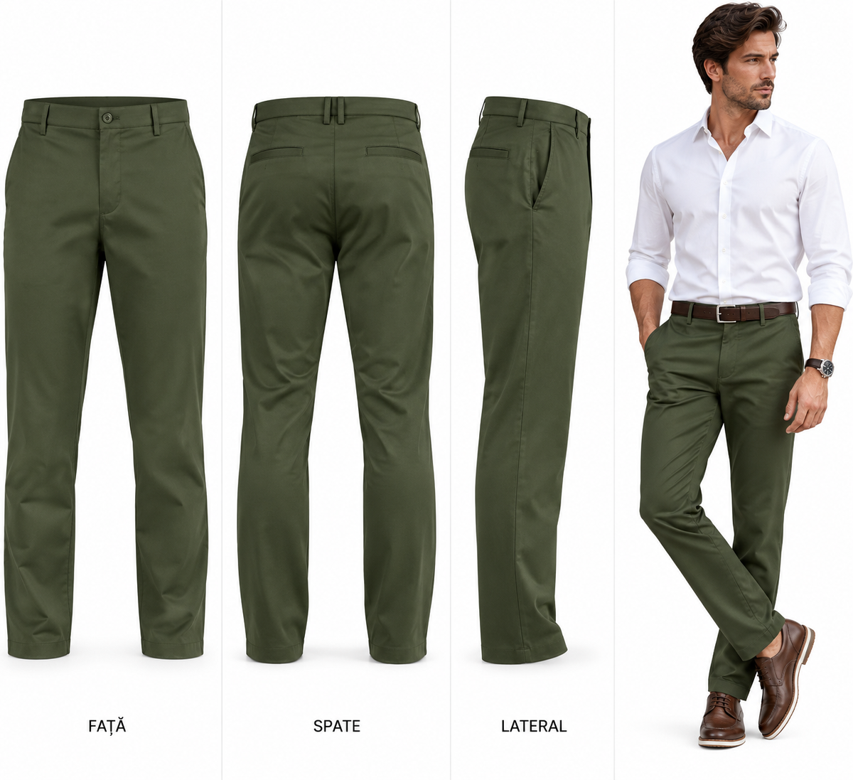 Pantaloni Amazon Essentials Athletic Fit Stretch bărbați – Dark Olive W29/L34 – imagine produs 4