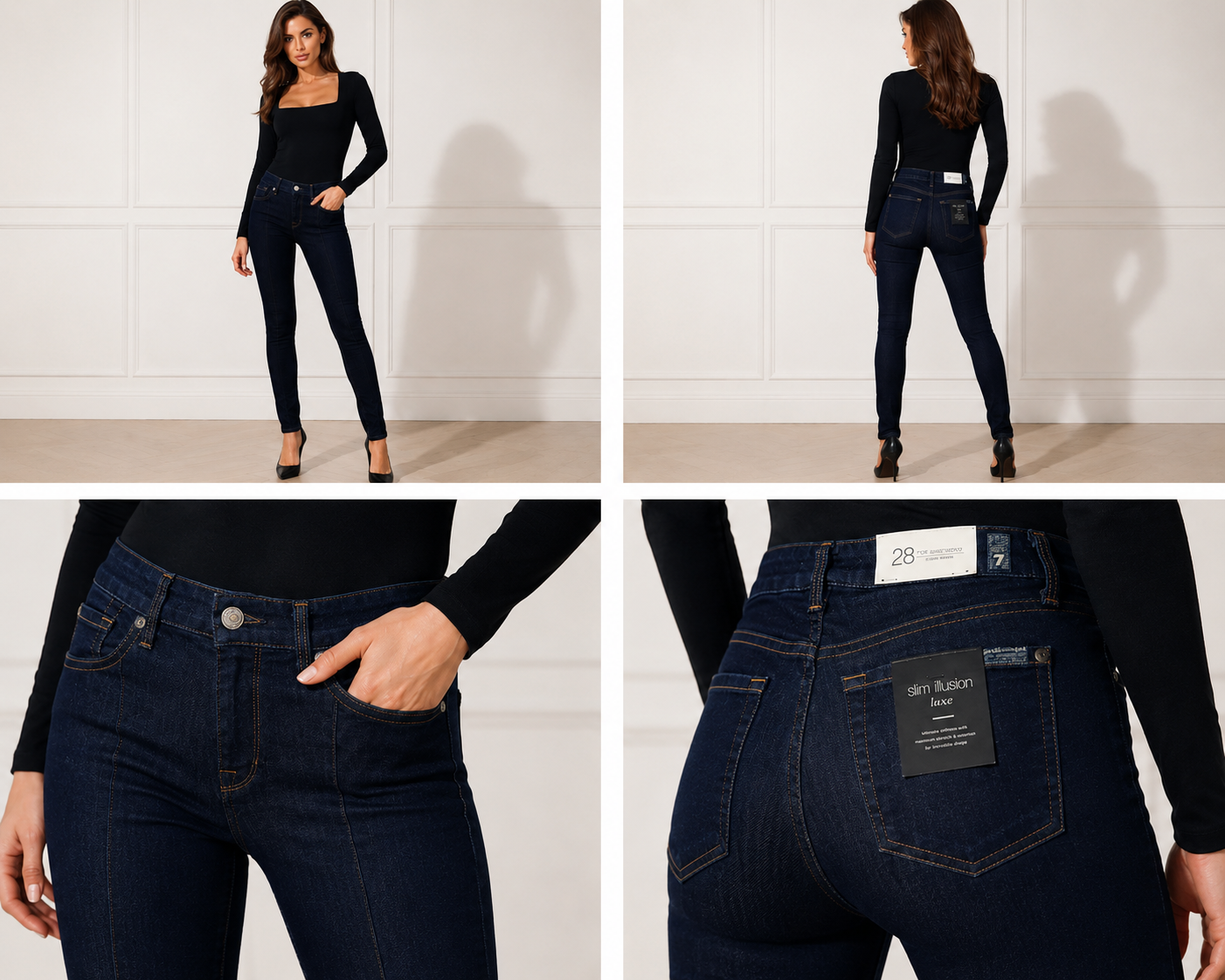 7 For All Mankind HW Skinny Jeans Damă – Slim Illusion Luxe Certainty – Dark Indigo