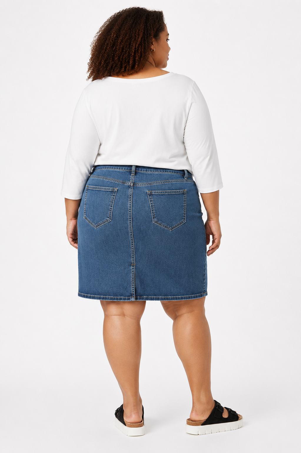 Amazon Essentials Fustă din Denim Plus Size Damă – Dark Blue
