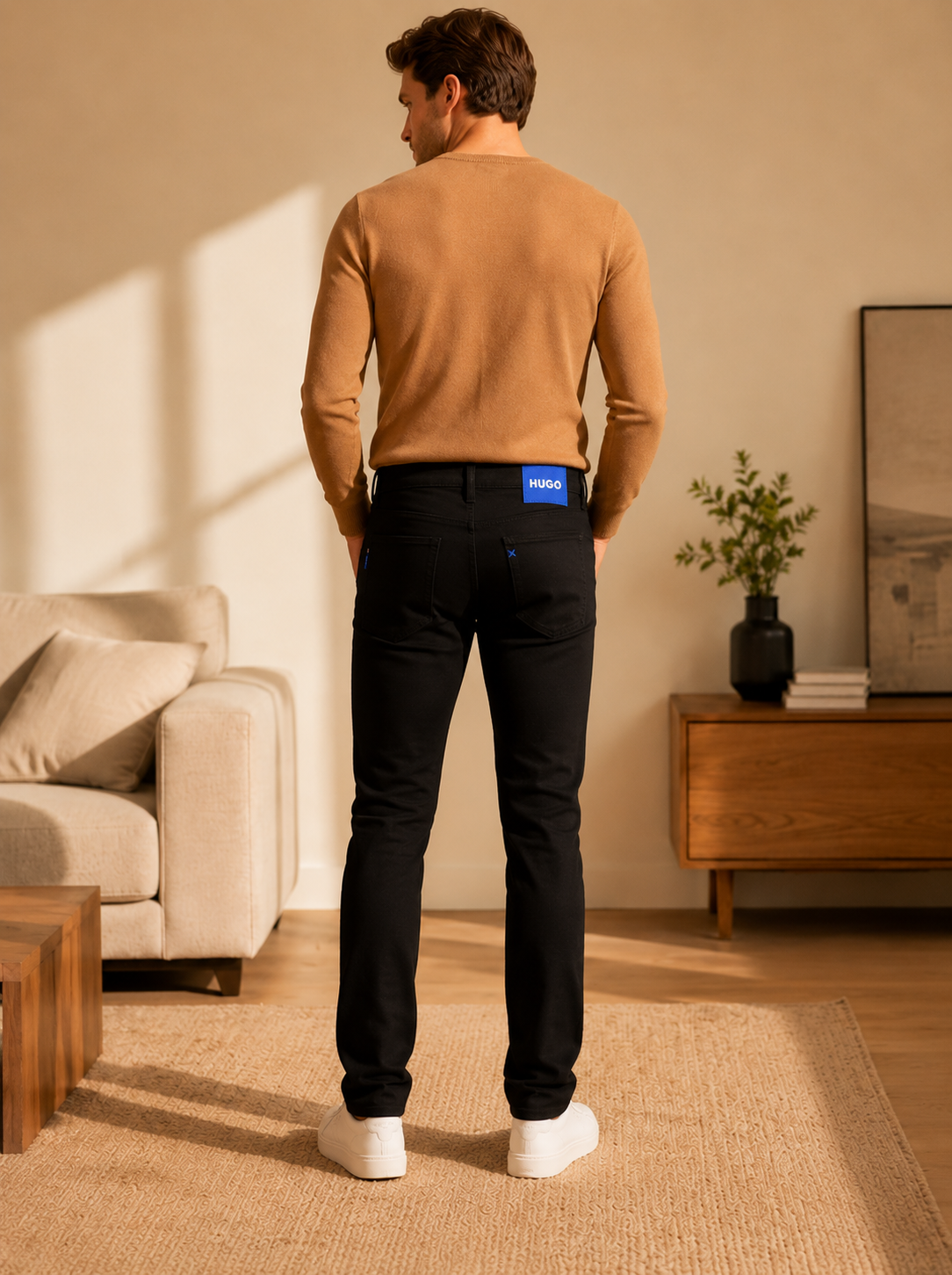 HUGO BOSS Ash – Blugi Bărbați Slim Fit Negri
