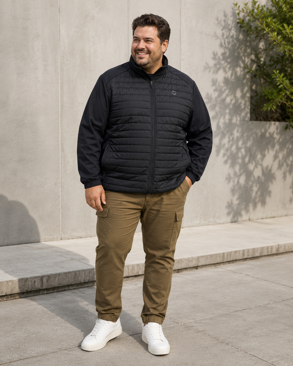 Geacă hibridă JACK & JONES bărbați JJEMULTI Quilted Collar Plus Black