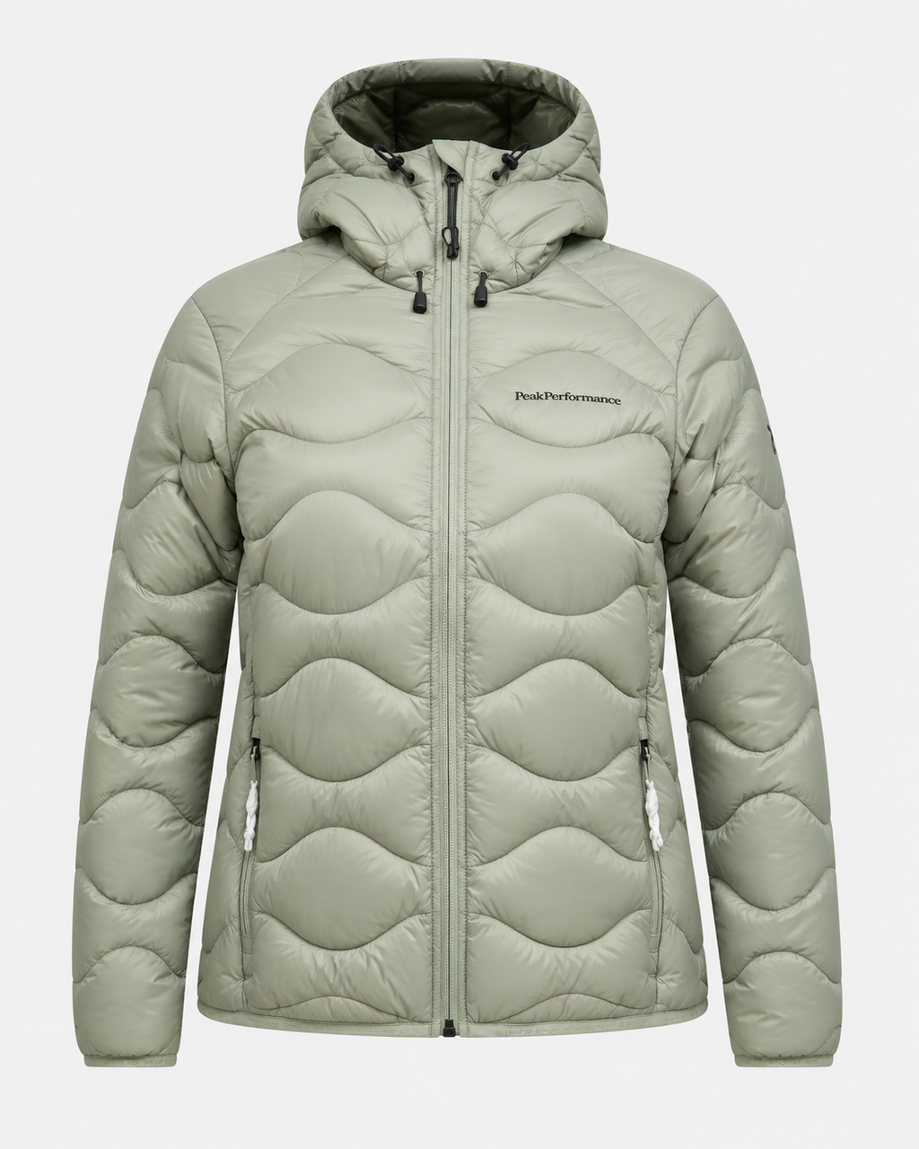 Geacă cu puf PEAK PERFORMANCE femei Helium Down Hood – Limit Green/Pine Needle