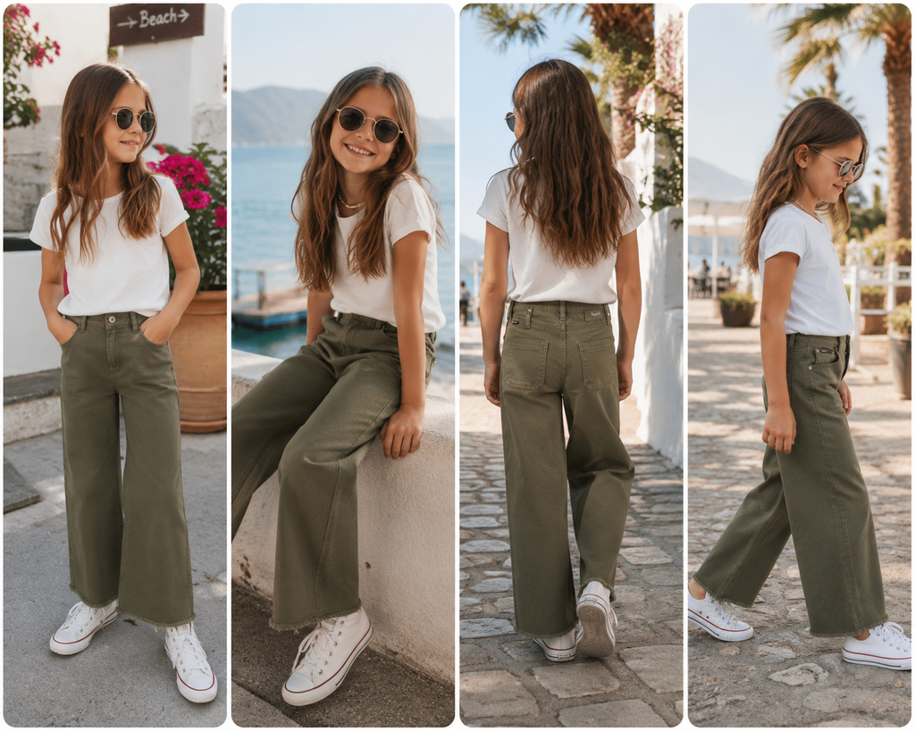 Pantaloni Fete Pepe Jeans NANIA Leaf Green 4 Ani (104 cm)