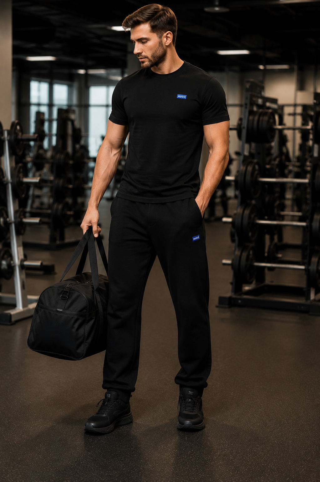 Pantaloni de trening HUGO BOSS Nanetti Negri Bărbați