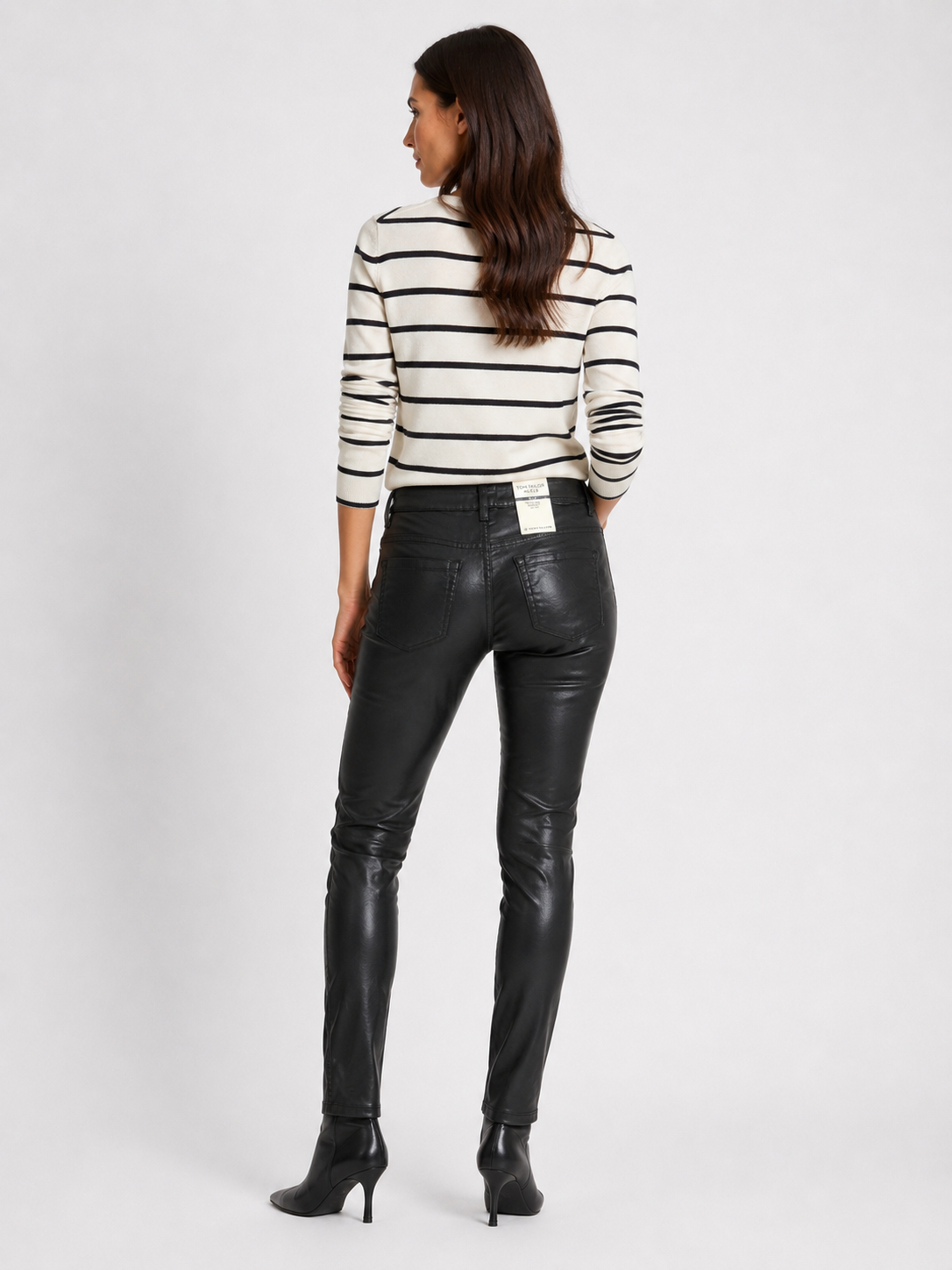 Pantaloni damă Tom Tailor Alexa Slim Coated Negri