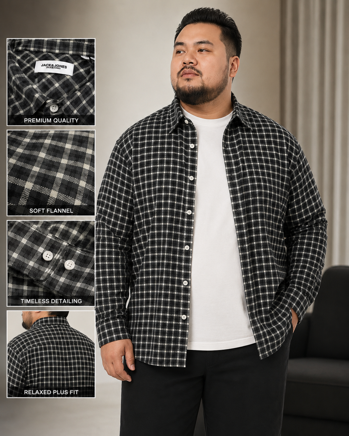 Cămașă din flanel în carouri Jack & Jones Jorjoshua, Comfort Fit