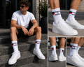 Franklin & Marshall Set șosete bărbați 2 perechi Crew Socks albe 43-46