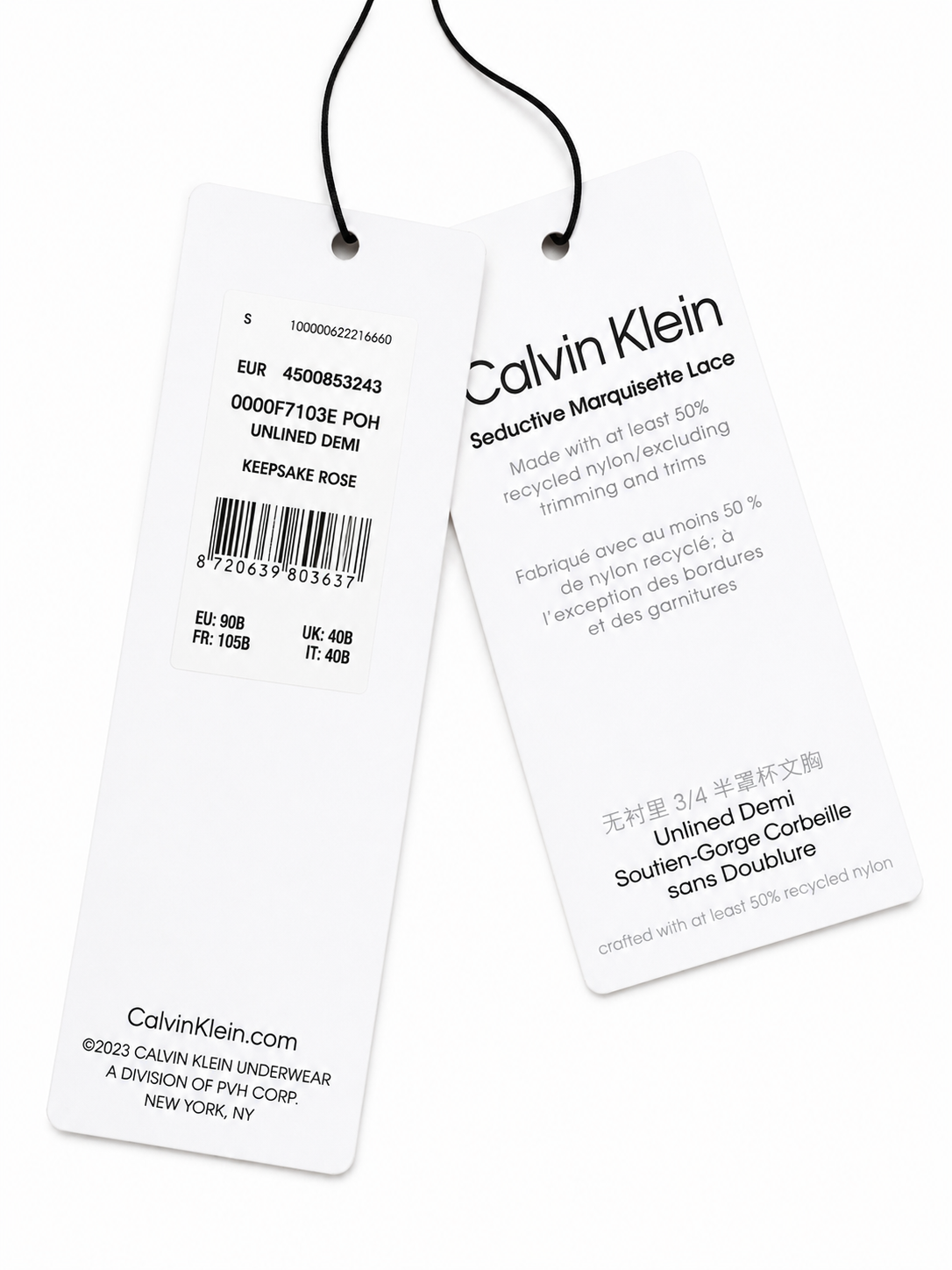 Sutien Calvin Klein Unlined Demi din dantelă damă Keepsake Rose QF7103