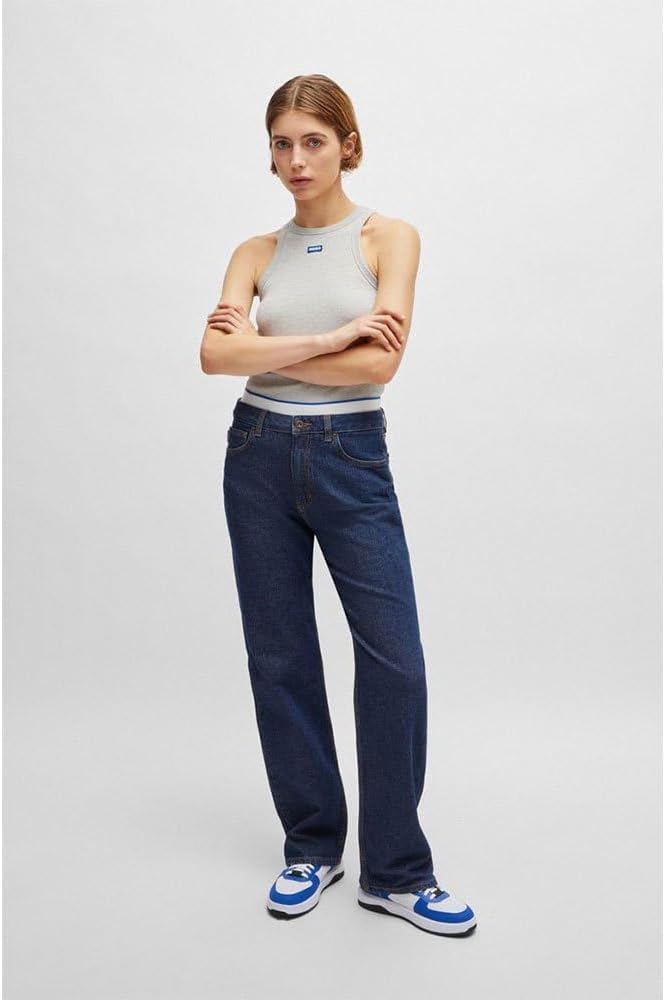 HUGO Blugi Damă Elyah_B Straight Fit Dark Blue Originali