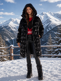 Palton puffer Love Moschino matlasat cu model inimă și glugă