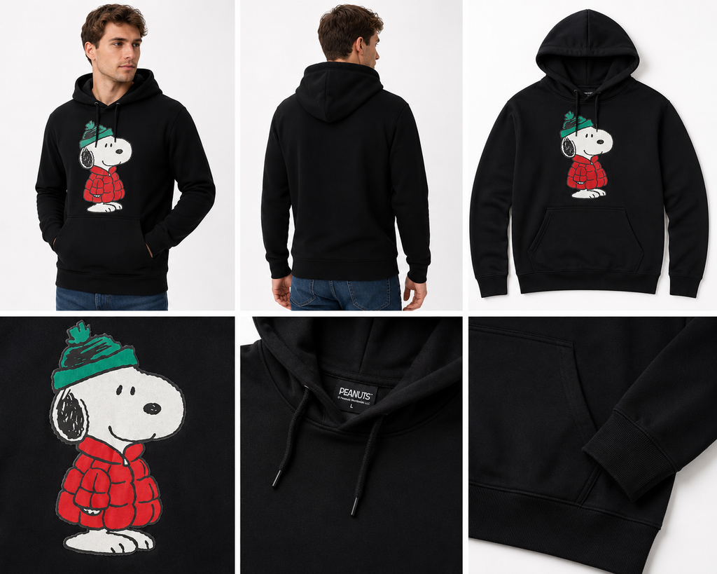 MERCHCODE Hanorac cu gluga Snoopy barbati