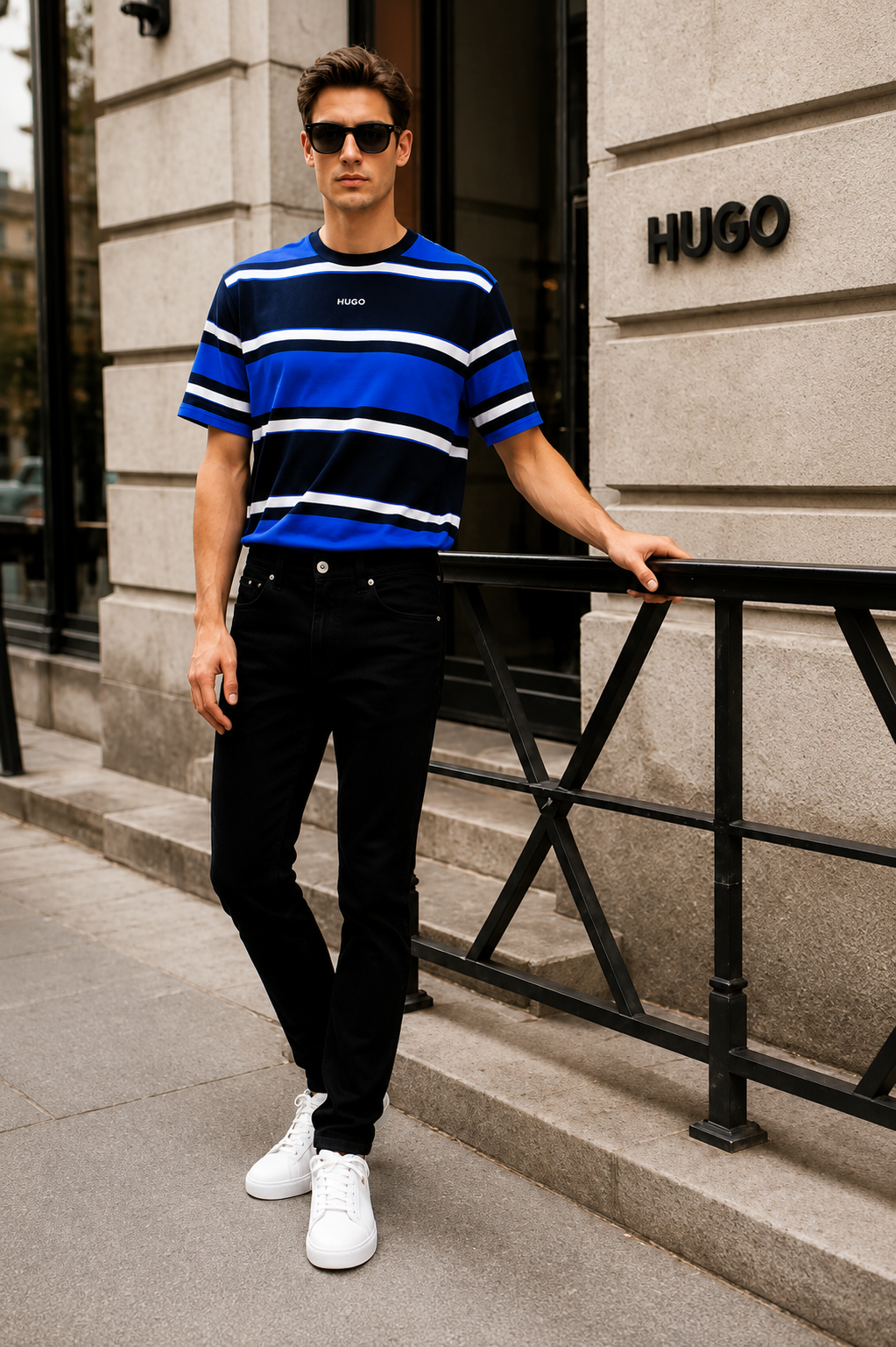 Blugi HUGO Blue Zane bărbați Skinny Fit
