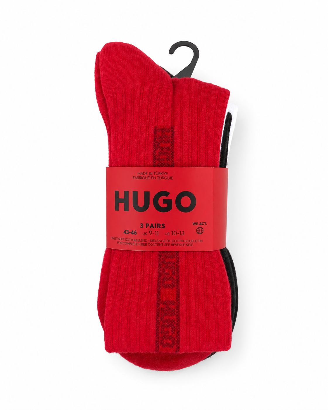 Șosete HUGO bărbați Tennis Logo din bumbac – Set 3 perechi Multicolor