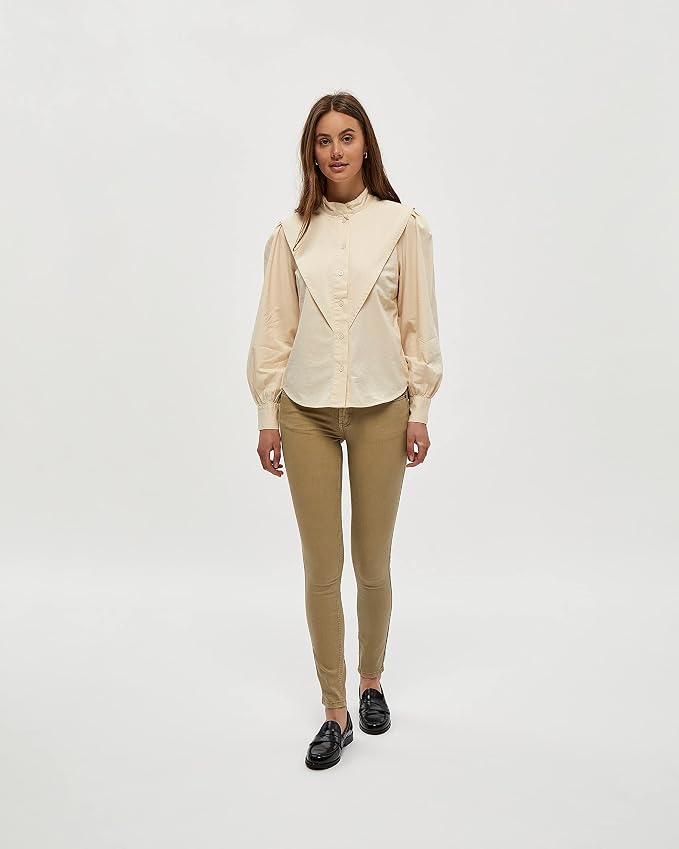 Pantaloni damă DESIRES Skinny Fit bej cu talie medie – Model Lola DE4099 Originali
