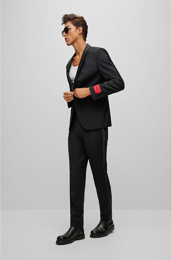 HUGO Hesten224E1X Pantaloni de Costum Extra Slim Fit Negri – Bărbați | Originali