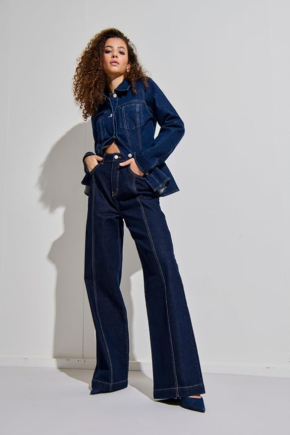 ONLY Hope Wide EX High Waist Jeans Damă – Dark Blue Denim ONLHOPE