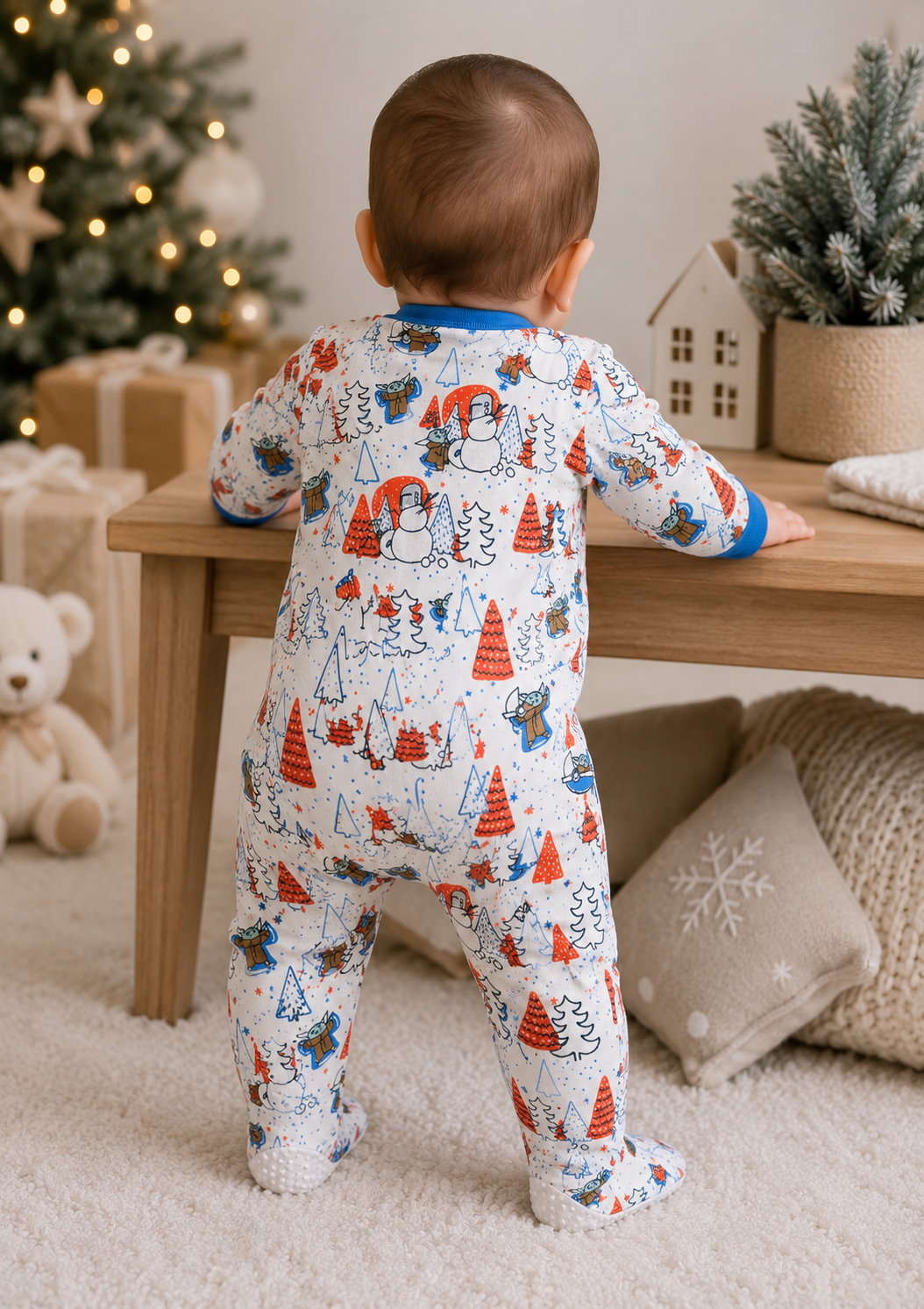 Pijama întreagă pentru bebeluși Grogu (Baby Yoda) Disney Star Wars din bumbac 100%